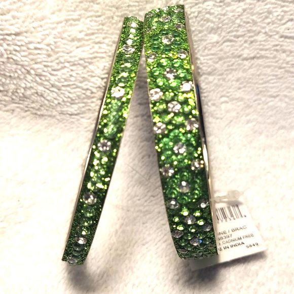 Bijoux Terner Stackable Bangle Bracelets Stone Studded Slip-On Nickel Lead Free - Picture 5 of 16